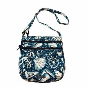 Vera Bradley Triple Zip Hipster Crossbody Quilted Shore Enough Nautical Purse